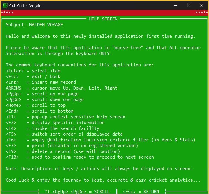 cca opening help screen